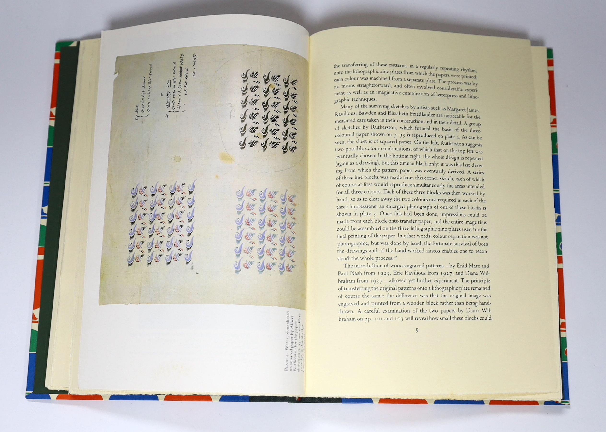 McKitterick, David - A New Specimen Book of Curwen Pattern papers, limited edition of 335, this example numbered 158 of 250, folio, patterned boards, quarter bound in buckram, with 3 leaves of plates and 32 tipped-in sam